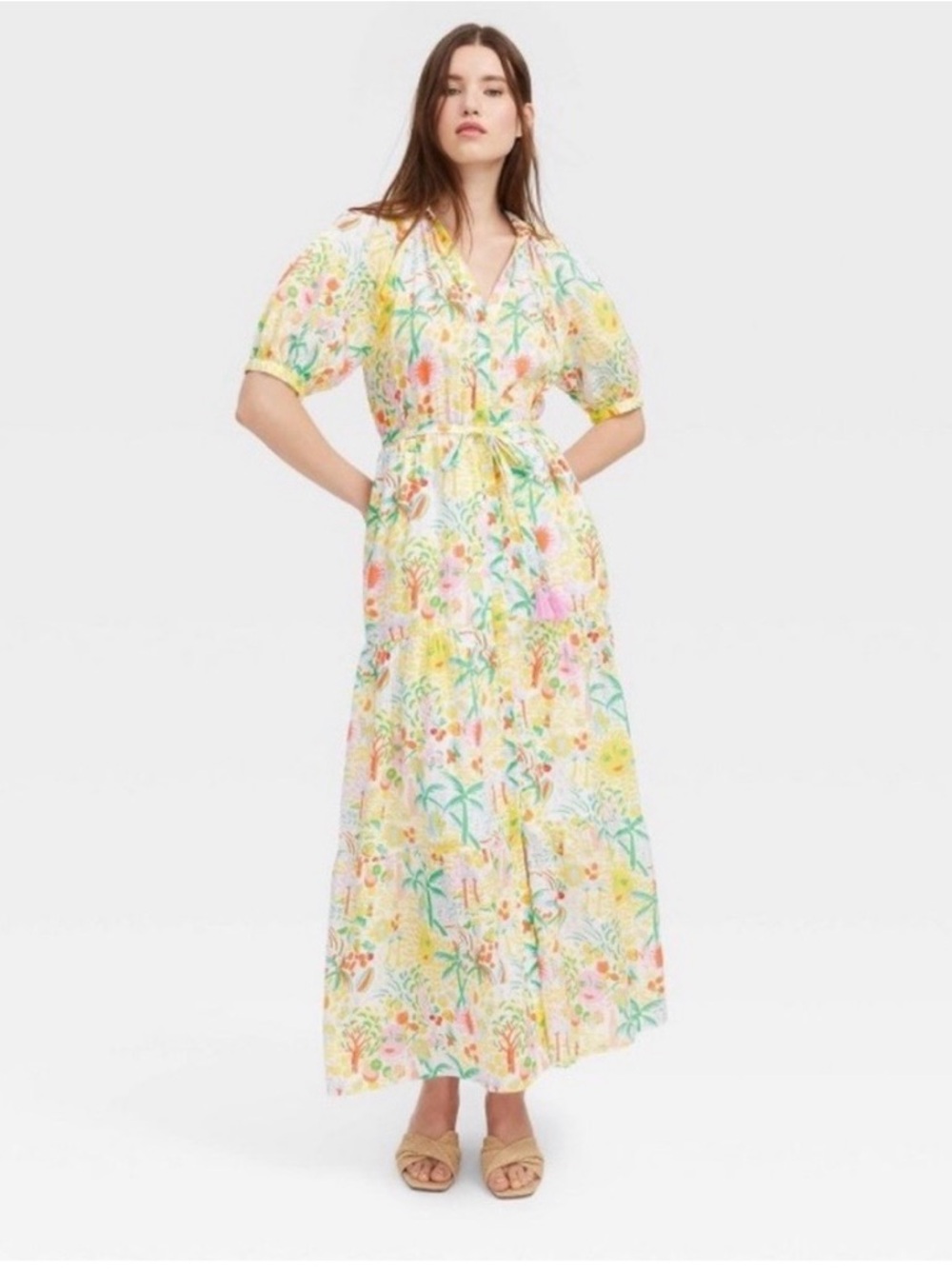 Rollar Rabbit Floral Pastel Maxi Dress in Yellow, Green, Pink